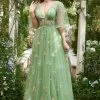 A-Line V-Neck Broderie Robe De Bal Longue Verte à Manches Courtes -Zapaka YYZL500Green 1 first