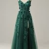 Robe De Bal En Tulle Vert Foncé A Line Avec Fente 1 Robe De Bal En Tulle Vert Foncé A Line Avec Fente -Zapaka YYZL508 Dark Green 1 first