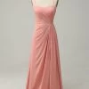 Une Ligne Spaghetti Straps Blush Long Bridesmaid Dress -Zapaka YYZL558 Blush 1 first