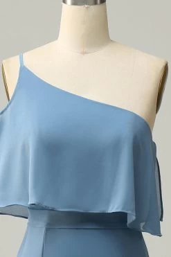 Gaine One Shoulder Blue Plus Taille Robe De Demoiselle D’honneur Avec Limon 11 Gaine One Shoulder Blue Plus Taille Robe De Demoiselle D’honneur Avec Limon -Zapaka YYZL561 20Blue 4