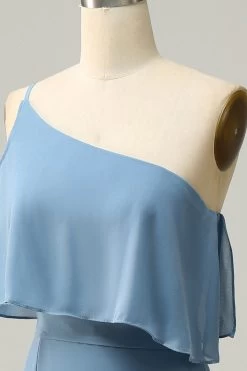 Gaine One Shoulder Blue Plus Taille Robe De Demoiselle D’honneur Avec Limon 12 Gaine One Shoulder Blue Plus Taille Robe De Demoiselle D’honneur Avec Limon -Zapaka YYZL561 20Blue 5