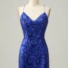 Gaine Spaghetti Sangles Bleu Royal Paillettes Robe Courte Rentrée 1 Gaine Spaghetti Sangles Bleu Royal Paillettes Robe Courte Rentrée -Zapaka YYZL633RoyalBlue 1 first