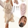 Champagne Paillettes Franges 1920s Gatsby Robe Avec 20s Accessoires Set -Zapaka YYZLHB230003 1 first