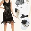 Paillettes Noires Fringes Robe à Clapet Gatsby Des Années 20 Avec 20s Accessoires Set 2 Paillettes Noires Fringes Robe à Clapet Gatsby Des Années 20 Avec 20s Accessoires Set -Zapaka YYZLHB230016 1 first