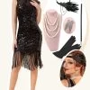 Paillettes Noires Fringes 1920s Robe Flapper Gatsby Avec 20s Accessoires Set 2 Paillettes Noires Fringes 1920s Robe Flapper Gatsby Avec 20s Accessoires Set -Zapaka YYZLHB230018 1 first
