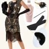 Manches Casquettes Noires Et Dorées Franges Pailletées Années 20 Gatsby Flapper Robe Avec Accessoires Des Années 20 Set 2 Manches Casquettes Noires Et Dorées Franges Pailletées Années 20 Gatsby Flapper Robe Avec Accessoires Des Années 20 Set -Zapaka YYZLHB230027 1 first