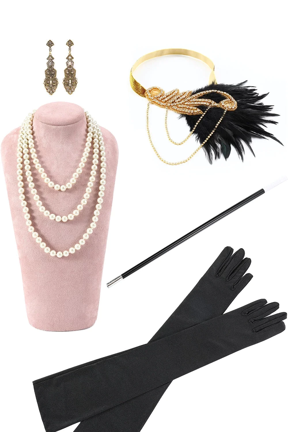 Casquette Noire Et Dorée Manches Franges Pailletées Années 20 Robe De Soirée à Clapet Gatsby Avec 20s Accessoires Set 6 Casquette Noire Et Dorée Manches Franges Pailletées Années 20 Robe De Soirée à Clapet Gatsby Avec 20s Accessoires Set – Image 4