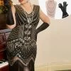 Paillettes Dorés Noirs Plus Taille 1920s Robe Gatsby Avec 20s Acessories Set -Zapaka YYZLHB230089 1 first