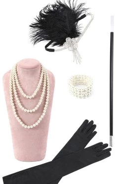 Paillettes Fuchsia 1920s Plus Taille Robe Avec 20s Accessoires Set -Zapaka YYZLHB230097 6