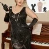 Paillettes Noires Années 20 Flapper Plus Taille Robe Avec 20s Accessoires Set -Zapaka YYZLHB230101 1 first