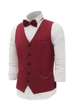 Gilet Pour Homme Burgundy Chain Avec Ensemble D’accessoires 5 Pièces 10 Gilet Pour Homme Burgundy Chain Avec Ensemble D’accessoires 5 Pièces -Zapaka YYZLHB230111 20Burgundy 3