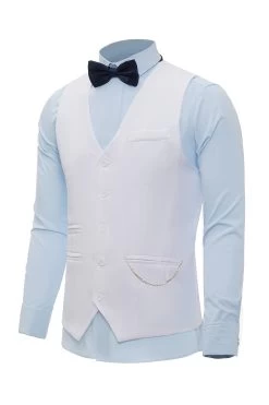 Gilet Pour Homme à Chaîne Blanche Avec Ensemble D’accessoires 5 Pièces -Zapaka YYZLHB230115 20White 3