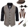 Gilet Marron à Revers Cranté Pour Homme Avec Ensemble D’accessoires 5 Pièces -Zapaka YYZLHB230125 20Brown 1 first
