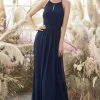 Robe De Demoiselle D'honneur En Mousseline De Soie Marine -Zapaka ZDGAS75685Navy 1