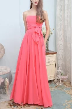 Robe Longue De Demoiselle D'honneur Avec Nœud 12 Robe Longue De Demoiselle D'honneur Avec Nœud -Zapaka ZPK LYG7017 02