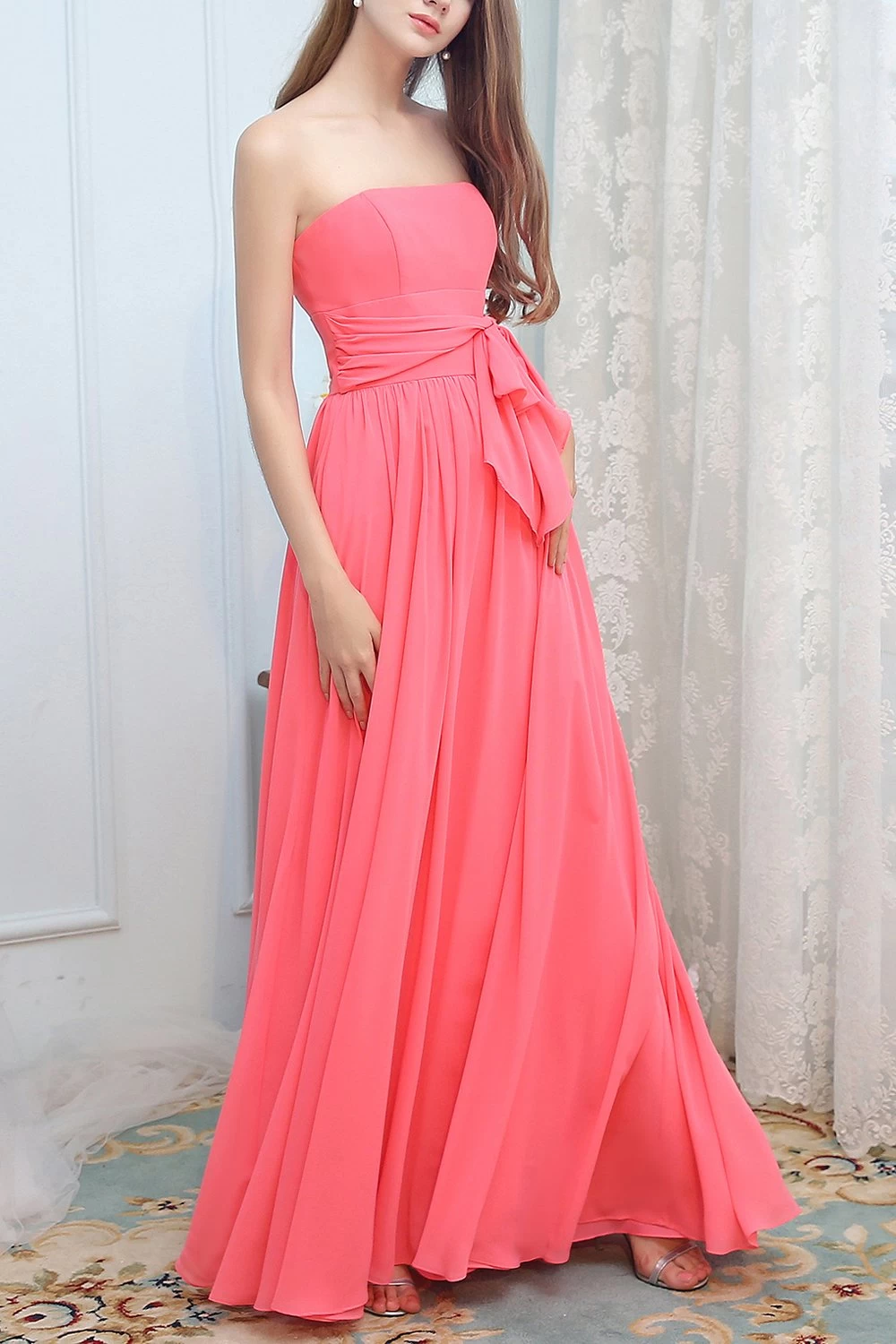 Robe Longue De Demoiselle D'honneur Avec Nœud 8 Robe Longue De Demoiselle D'honneur Avec Nœud – Image 6