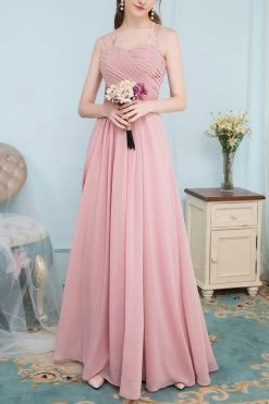 Robe De Demoiselle Longue En Mousseline De Soie 10 Robe De Demoiselle Longue En Mousseline De Soie -Zapaka ZPK LYGTC10095 02