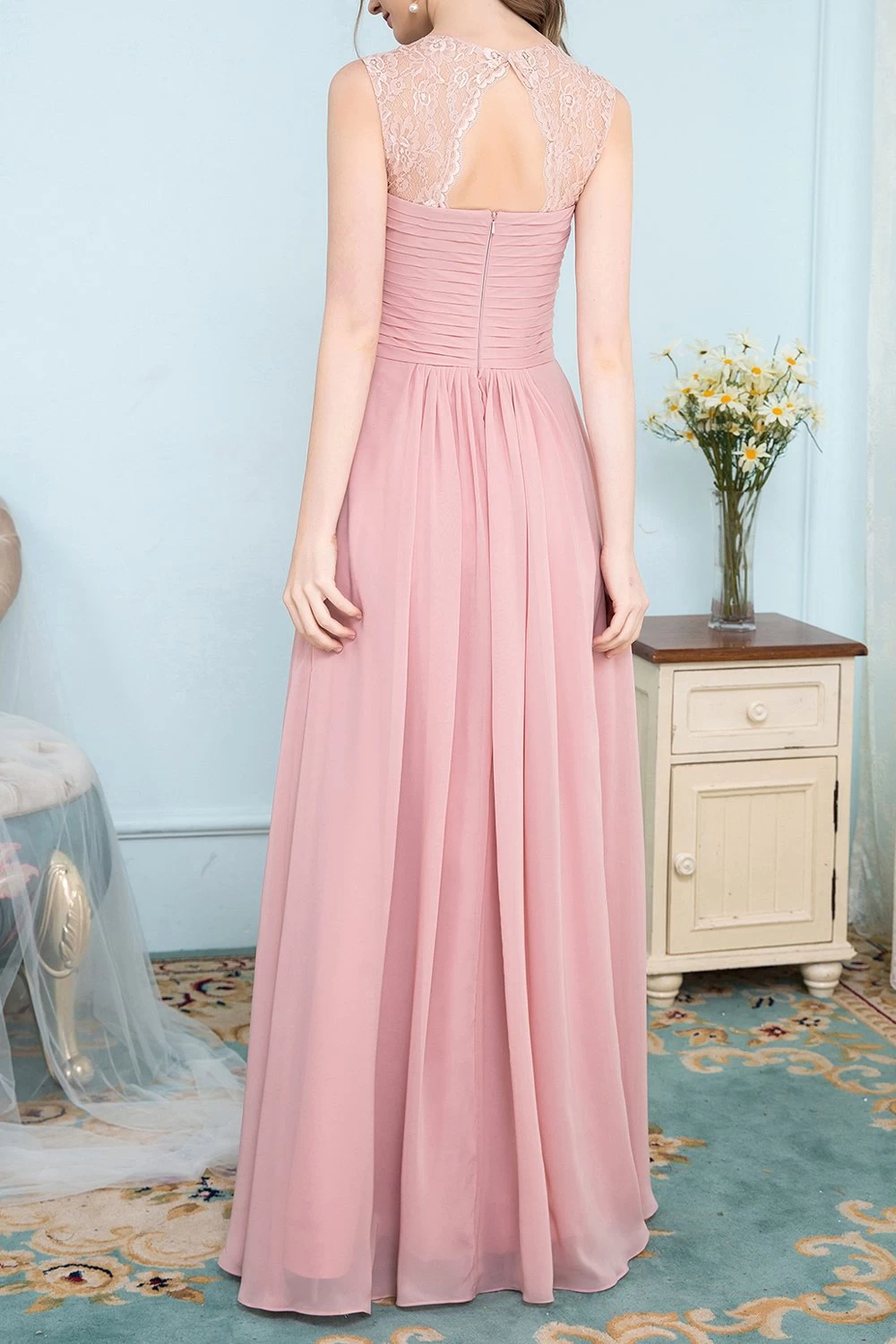 Robe De Demoiselle Longue En Mousseline De Soie 4 Robe De Demoiselle Longue En Mousseline De Soie – Image 2