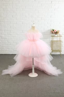 Robe Rose Haute Fleur Basse Fille