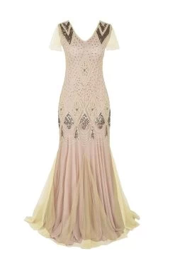Robe Noire Années 1920 Sirène Avec Paillettes 24 Robe Noire Années 1920 Sirène Avec Paillettes -Zapaka ZPKAV049champagne