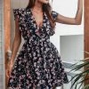Imprimé Floral Navy Casual Dress -Zapaka ZPKCGLH20952 Navy 1 first