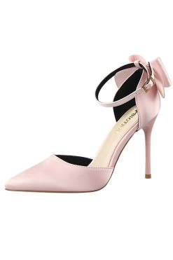 Talons De Bal En Satin De Bourgogne Avec Nœud Papillon -Zapaka ZPKCGLH5196 1 Pink 1 first