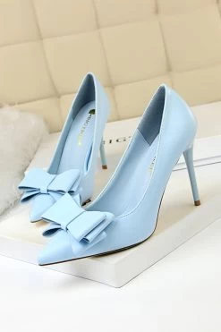 Talons Aiguilles Roses Avec Nœuds Papillon -Zapaka ZPKCGLH9219 33 Blue 1 first