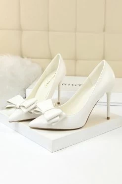 Talons Aiguilles Roses Avec Nœuds Papillon -Zapaka ZPKCGLH9219 33 White 4