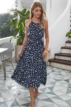 Pink Polka Dots Maxi Boho Robe -Zapaka ZPKCGXR012741NavyFirst