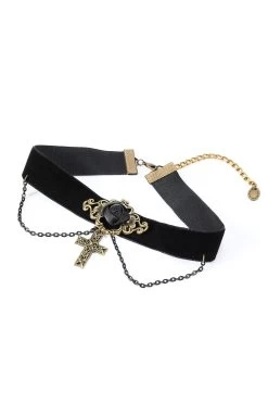 Choker De Chaîne De Croix D’Halloween Noir