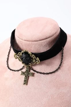 Choker De Chaîne De Croix D’Halloween Noir 12 Choker De Chaîne De Croix D’Halloween Noir -Zapaka ZPKCGZL21098 Black 3