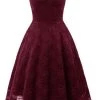 Une Robe Cocktail Line Bateau Vert Foncé -Zapaka ZPKCGZL21149 Burgundy 1