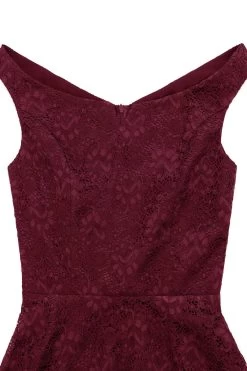 Une Robe Cocktail Line Bateau Vert Foncé -Zapaka ZPKCGZL21149 Burgundy 3
