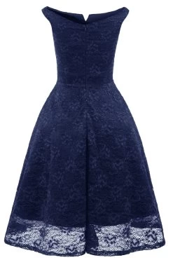 Une Robe Cocktail Line Bateau Vert Foncé -Zapaka ZPKCGZL21149 Navy 2