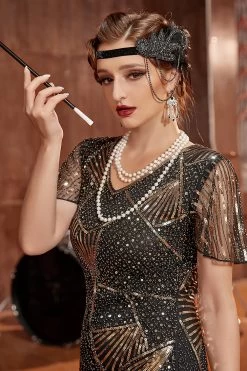 Ensemble D’accessoires Flapper Noir Des Années 1920 12 Ensemble D’accessoires Flapper Noir Des Années 1920 -Zapaka ZPKCGZL21180 2