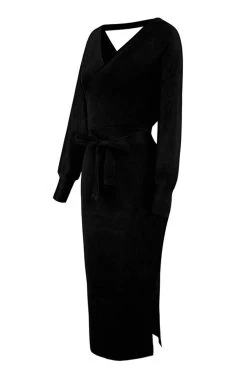 Robe Bodycon Tricotée Noire -Zapaka ZPKCGZL21225 20Black 2