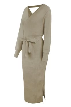 Robe Bodycon Tricotée Noire -Zapaka ZPKCGZL21225 20Khaki 2