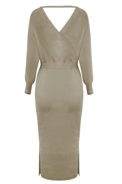 Robe Bodycon Tricotée Noire -Zapaka ZPKCGZL21225 20Khaki 3