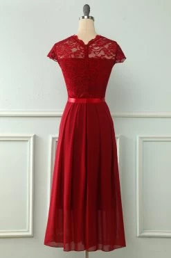 Robe De Mariée En Dentelle Navy Midi 15 Robe De Mariée En Dentelle Navy Midi -Zapaka ZPKCGZL21369 Red 5