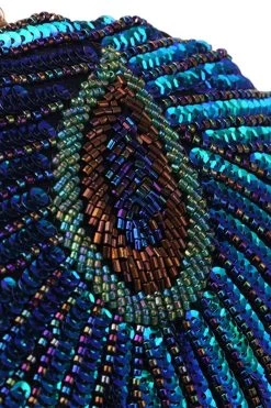 Embrayage En Forme De Coquille Perlée Vert Paon -Zapaka ZPKCGZL21655 Peacock Green 5