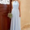 Robe De Demoiselle D’honneur En Mousseline Longue Bleu Ciel Avec Fente -Zapaka ZPKYYLH20405 sky Blue 1 first fc1c504d 45bb 4b26 b5cf fe0af5a545d4