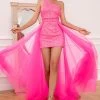 Robe De Bal De Train De Train Rose Chaud