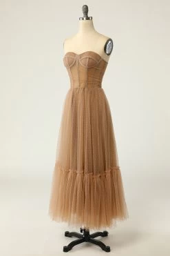 Robe De Bal à Pois Kaki Corset -Zapaka ZPKYYLH20426 3