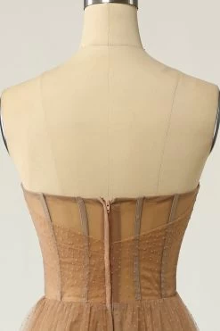 Robe De Bal à Pois Kaki Corset -Zapaka ZPKYYLH20426 4