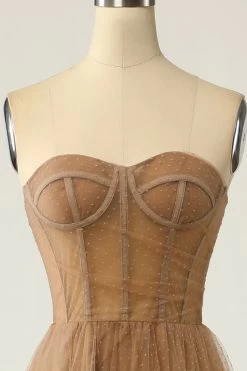 Robe De Bal à Pois Kaki Corset -Zapaka ZPKYYLH20426 6