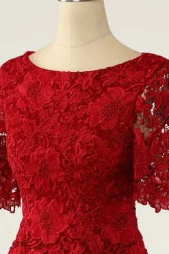 Robe De Mère De La Mariée Deux Pièces Rouge Foncé Avec Dentelle -Zapaka ZPKYYLH20468 2