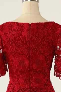 Robe De Mère De La Mariée Deux Pièces Rouge Foncé Avec Dentelle -Zapaka ZPKYYLH20468 4