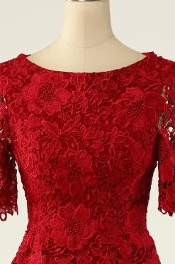 Robe De Mère De La Mariée Deux Pièces Rouge Foncé Avec Dentelle -Zapaka ZPKYYLH20468 9