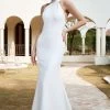 Robe De Mariée Blanche Mermaid Halter Open Back -Zapaka ZPKYYLH458 20White 1 first