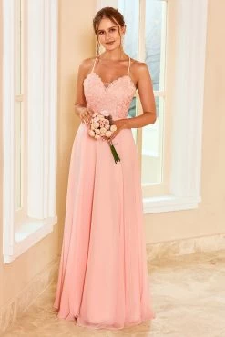Robe De Demoiselle D’honneur En Dentelle Blush